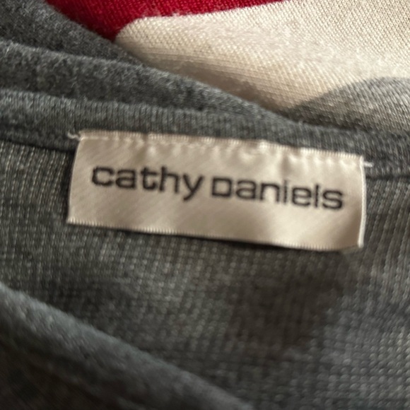 Cathy Daniels Gray and Red Color Block Sweater - Picture 3 of 4